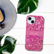 Monogramm Name Hot Pink Glitter Funkel Mädchenhaft