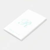 Monogramm & Name im Skriptstil anpassen, Hell Türk Post-it Klebezettel (angewinkelt)