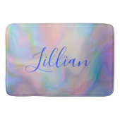Monogramm Name in blau auf Perlmutt | Badematte (Vorderseite)