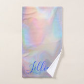 Monogramm Name in blau auf Perlmutt | Badhandtuch Set (Handtuch)