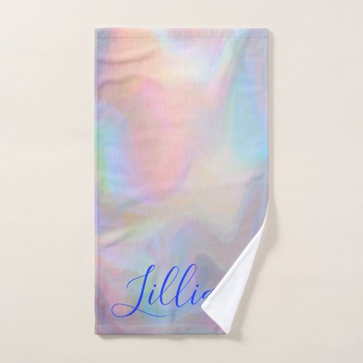 Monogramm Name in blau auf Perlmutt | Badhandtuch Set (Handtuch)