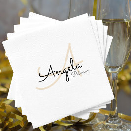 Monogramm (Name + Initial) auf weißer Norm Serviette