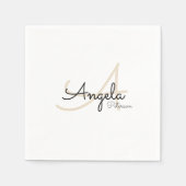 Monogramm (Name + Initial) auf weißer Norm Serviette (Vorderseite)