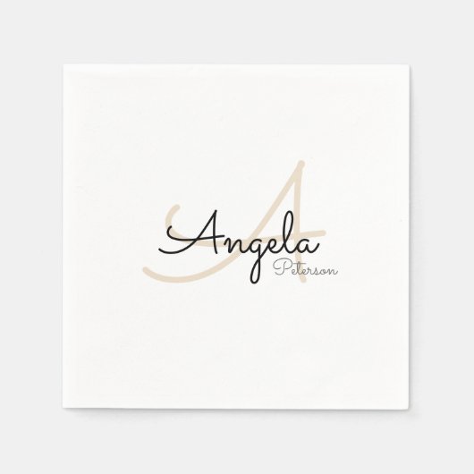Monogramm (Name + Initial) auf weißer Norm Serviette (Vorderseite)