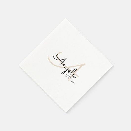 Monogramm (Name + Initial) auf weißer Norm Serviette (Ecke)