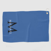 Monogramm-Name-Initial Elegant Königlich Blau Golfhandtuch (Horizontal)