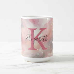 Monogramm-Name-Initial-Pastell-Wasserfarbe-Wasch-G Kaffeetasse