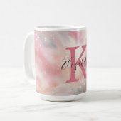 Monogramm-Name-Initial-Pastell-Wasserfarbe-Wasch-G Kaffeetasse (Vorderseite Links)
