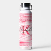 Monogramm Name Initial Pink White Silver Glitzer Trinkflasche (Rückseite)