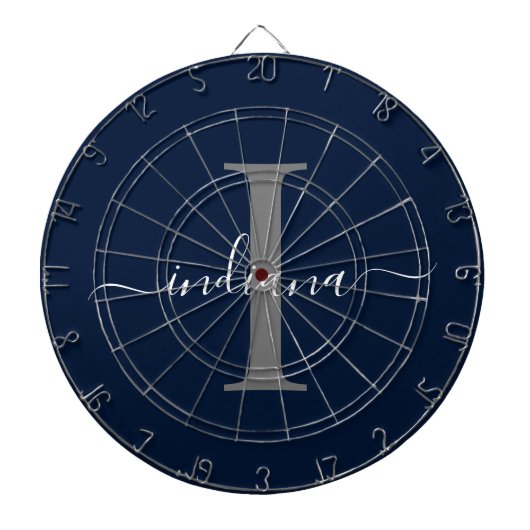 Monogramm-Name-Initial-Schrift Navy Blau Dartscheibe (vorne)
