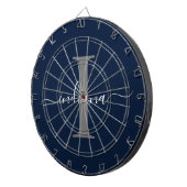 Monogramm-Name-Initial-Schrift Navy Blau Dartscheibe (Vorderseite rechts)