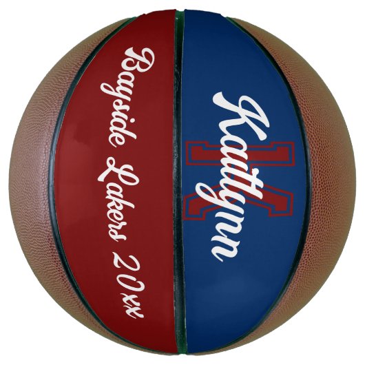 Monogramm Name, Initial- und Teammaroon Basketball (Vertikal)