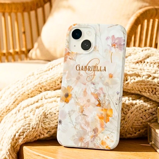 Monogramm-Name-Initiale Elegante Florale Wasserfar Case-Mate iPhone Hülle