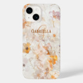 Monogramm-Name-Initiale Elegante Florale Wasserfar Case-Mate iPhone Hülle (Rückseite)