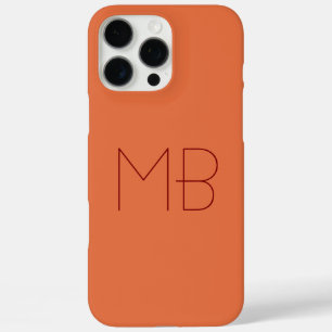 Monogramm Name Initialen Orange und Maron iPhone 16 Pro Max Hülle