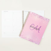 Monogramm Name Initialen Pink Lila Glitter Planer (Anzeige)