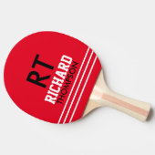 Monogramm (Name + Initialen) Rot Tischtennis Schläger (Seitenansicht)