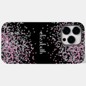 Monogramm Name Initialen Schwarz Rosa Silber Glitt Case-Mate iPhone Hülle (Rückseite (Horizontal))