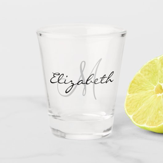 Monogramm Name Initialkalligrafie Schnapsglas (Vorderseite)