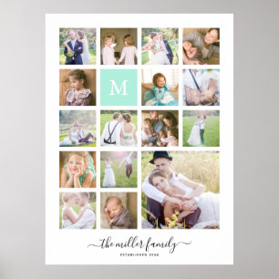 Monogramm Name Kalligrafie White 16 FotoCollage Poster