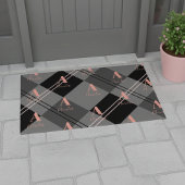 Monogramm Name Kariert Grau Pink Fußmatte