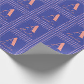 Monogramm Name Kariert Lila rosa Geschenkpapier (Ecke)