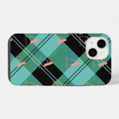 Monogramm-Name Karo Grün iPhone Hülle (Rückseite (Horizontal))