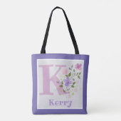 Monogramm & Name Kerry mit Blumen Tasche (Rückseite)