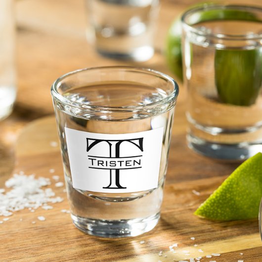 Monogramm Name Klassische Initialen Personalisiert Schnapsglas