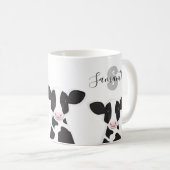 Monogramm Name Kuh Graues Schwarz-weißes Tier Kaffeetasse (VorderseiteRechts)