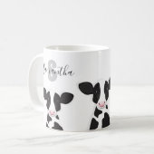 Monogramm Name Kuh Graues Schwarz-weißes Tier Kaffeetasse (Vorderseite Links)