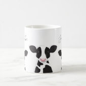 Monogramm Name Kuh Graues Schwarz-weißes Tier Kaffeetasse (Mittel)