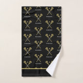 Monogramm Name Lacrosse Gold Black Badhandtuch Set (Handtuch)