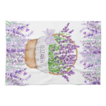 Monogramm Name Lavendelblumen Korb Grün Lila