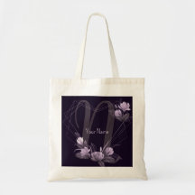 Monogramm Name Lila Blumen Violett Geometrischer R