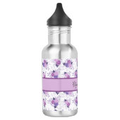 Monogramm Name Lila Pink Floral Girls Edelstahlflasche (Links)