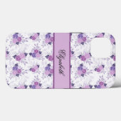 Monogramm Name Lila Rosa Blumengestalt Case-Mate iPhone Hülle (Rückseite (Horizontal))