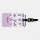 Monogramm Name Lila Rosa Blumengestalt Gepäckanhänger (Vorderseite horizontal)
