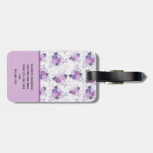 Monogramm Name Lila Rosa Blumengestalt Gepäckanhänger (Rückseite horizontal)