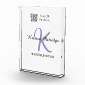 Monogramm-Name lila Schriftsteller editper QR-Code Fotoblock (Rechts)