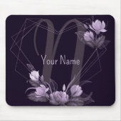 Monogramm Name Lila violetter Rahmen Mousepad (Vorne)