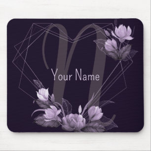Monogramm Name Lila violetter Rahmen Mousepad