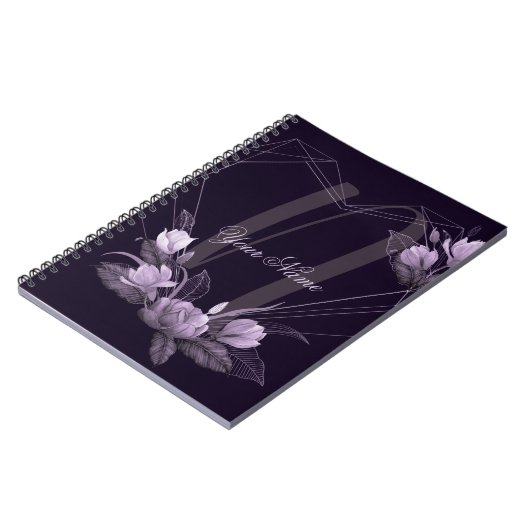 Monogramm Name Lila violetter Rahmen Notizblock (Linke Seite)