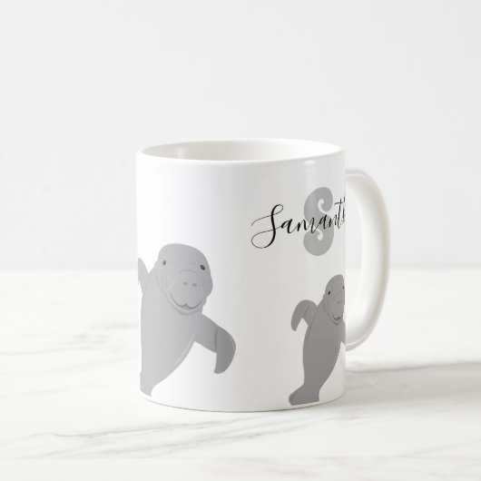 Monogramm Name Manatetier Kaffeetasse (VorderseiteRechts)