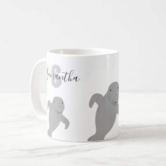 Monogramm Name Manatetier Kaffeetasse (Vorderseite Links)
