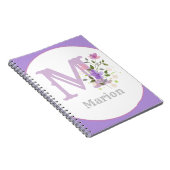 Monogramm & Name Marion mit Blumen Notizblock (Rechte Seite)