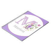 Monogramm & Name Marion mit Blumen Notizblock (Linke Seite)