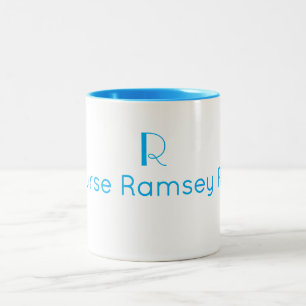 Monogramm Name Minimalist Himmelblau Schulkrankens Zweifarbige Tasse