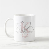 Monogramm & Name Minimalist Modern Blumen Skizze Kaffeetasse (Links)