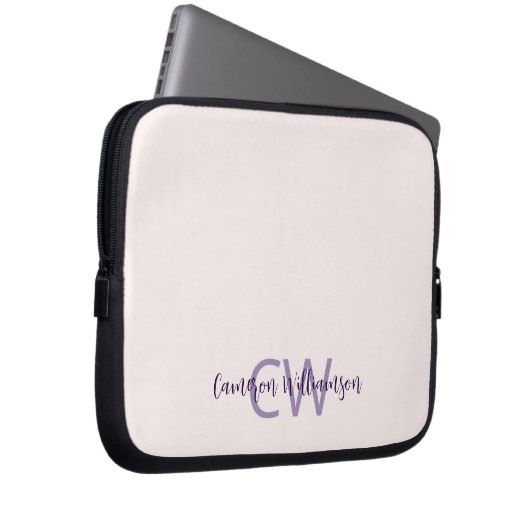 Monogramm Name Minimalistisch Solid Blush Laptopschutzhülle (Vorne Rechts)